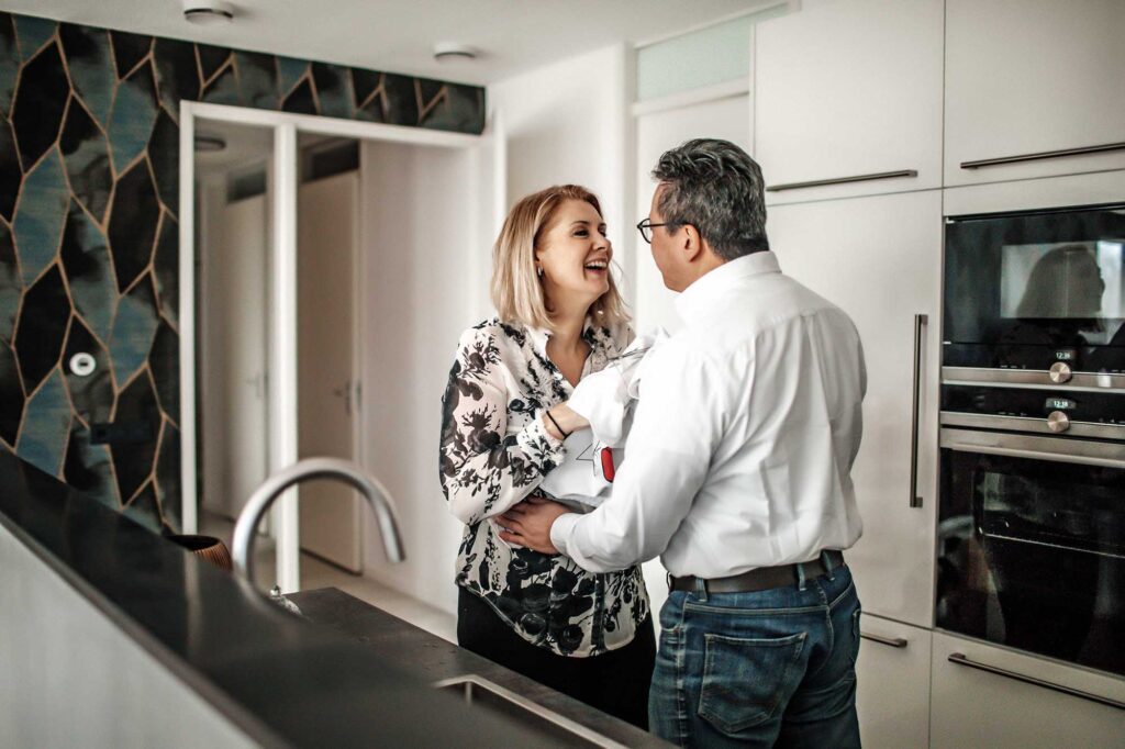 Domestic everyday life for a middle aged couple of home owners