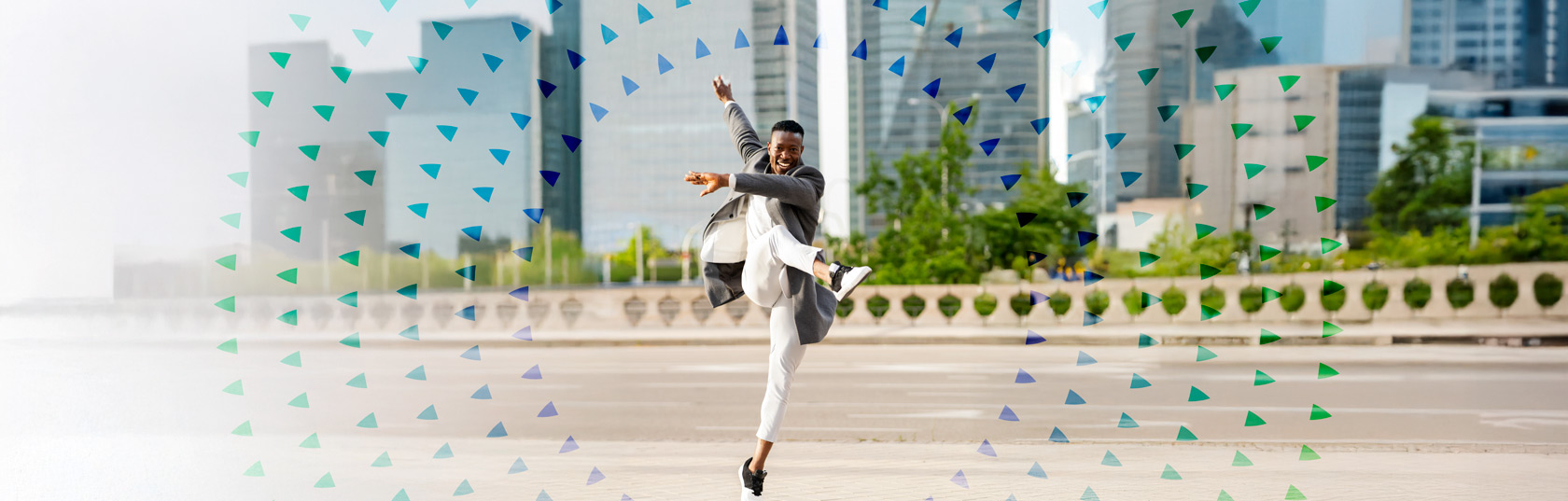 Man jumping up in joy