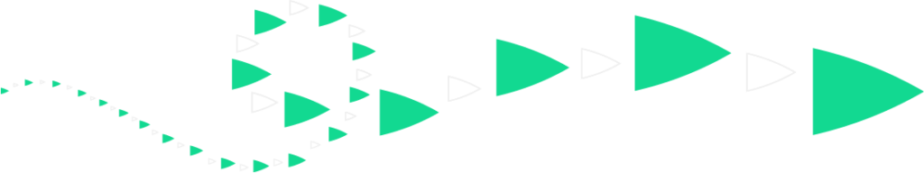 swirling path of green and gray arrows