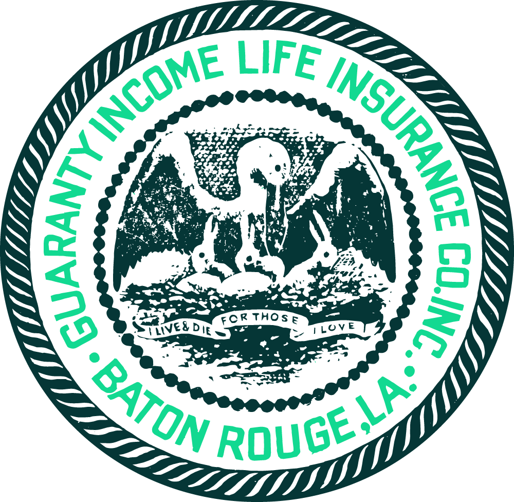 Antique Guaranty Income Life Insurance Seal, recolored green